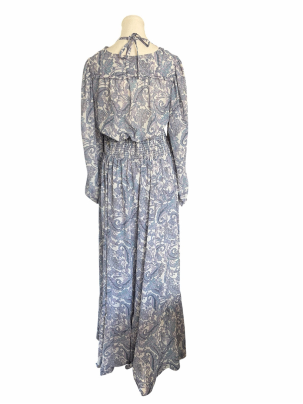 For Love & Lemons Janelle Blue Paisley Smocked Waist Maxi Dress Size XL NWOT - Picture 4 of 6